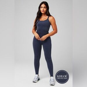 Fabletics Seamless Lurex Jumpsuit Deep Navy Size Medium